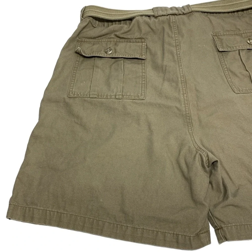 XX STAT Cotton Shorts Mens Lg Khaki Cargo‎ Utilitarian D Ring Belt Outdoor Belt
